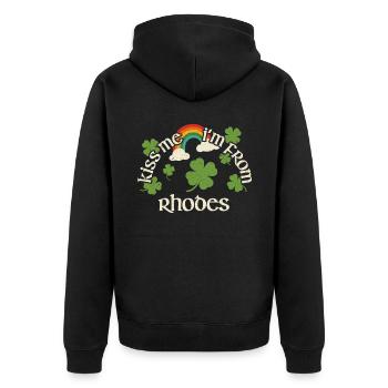Küss mich - St. Patricks Day Rhodes - Unisex Premium Bio Zip Hoodie - Schwarz - Hinten - Nico (187cm)