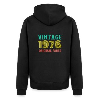 Year of Birth Vintage 1976 Original Parts Birthday - Unisex Premium Organic Zip Hoodie - black - Back - Nico (187cm)