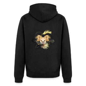 Golden Dog Chihuahua - Unisex Premium Organic Zip Hoodie - black - Back - Nico (187cm)