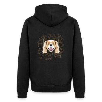 Golden Dog Cavalier King Charles Spaniel - Unisex Premium Organic Zip Hoodie - black - Back - Nico (187cm)