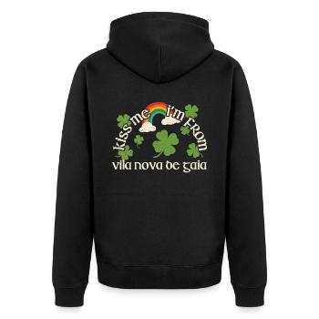 Küss mich - St. Patricks Day Vila Nova de Gaia - Unisex Premium Bio Zip Hoodie - Schwarz - Hinten - Nico (187cm)