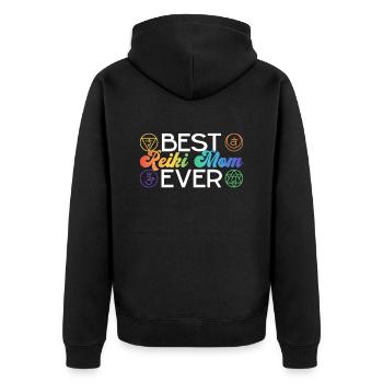 Mutter Reiki Meisterin Mutter - Unisex Premium Bio Zip Hoodie - Schwarz - Hinten - Nico (187cm)
