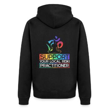 Chakraheilung Ganzheitliches Reiki - Unisex Premium Bio Zip Hoodie - Schwarz - Hinten - Nico (187cm)