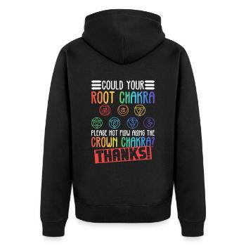 Chakraheilung Reiki - Unisex Premium Bio Zip Hoodie - Schwarz - Hinten - Nico (187cm)