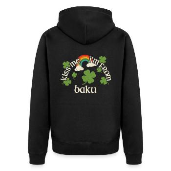 Embrasse-moi - Fête de la Saint-Patrick Bakou - Veste à capuche bio Premium Unisexe - noir - Dos - Nico (187cm)