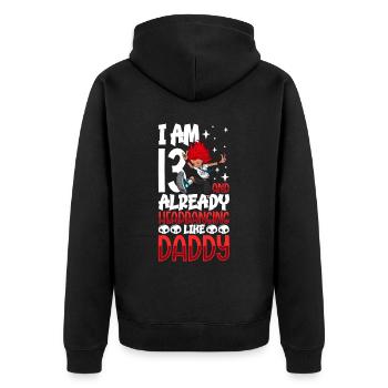 I'm 13 - Girl Rocker - Unisex Premium Organic Zip Hoodie - black - Back - Nico (187cm)