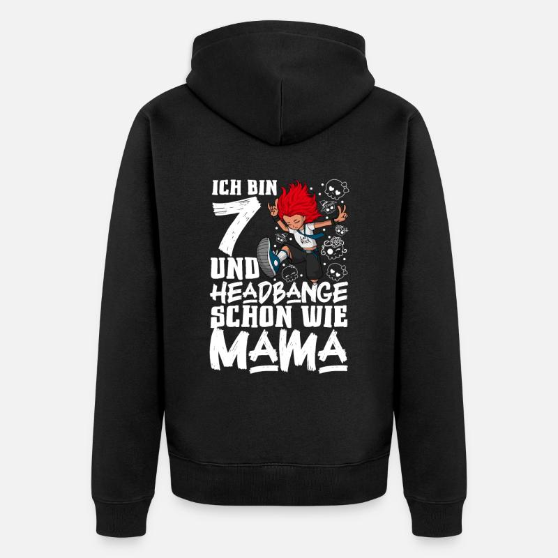 Ich bin 7 - Mädchen Rocker - Unisex Premium Bio Zip Hoodie - Schwarz