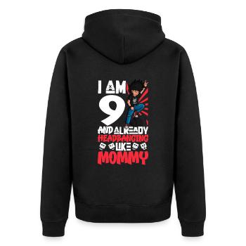 I'm 9 - Young Rocker - Unisex Premium Organic Zip Hoodie - black - Back - Nico (187cm)