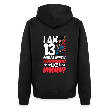 I'm 13 - Young Rocker - Unisex Premium Organic Zip Hoodie - black - Back - Nico (187cm)