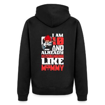 Ich bin 10 - Mädchen Rocker - Unisex Premium Bio Zip Hoodie - Schwarz - Hinten - Nico (187cm)