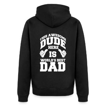 Cadeau de fête des pères pour papa pour la fête des hommes - Veste à capuche bio Premium Unisexe - noir - Dos - Nico (187cm)