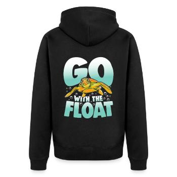 Go With The Float für Schildkrötenliebhaber - Unisex Premium Bio Zip Hoodie - Schwarz - Hinten - Nico (187cm)