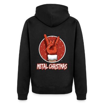 Funny Heavy Metal Music Santa Christmas - Unisex Premium Bio Zip Hoodie - Schwarz - Hinten - Nico (187cm)
