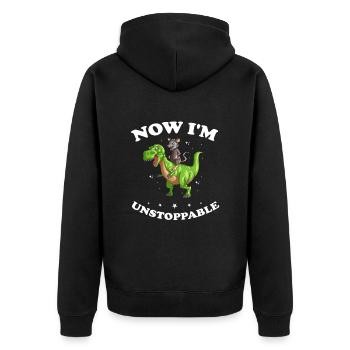 Sariga Design für Opossum und Waschbär - Unisex Premium Bio Zip Hoodie - Schwarz - Hinten - Nico (187cm)