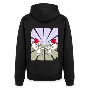Herz Katzen Glückwunsch Gratulieren Geburtstag - Unisex Premium Bio Zip Hoodie - Schwarz - Hinten - Nico (187cm)
