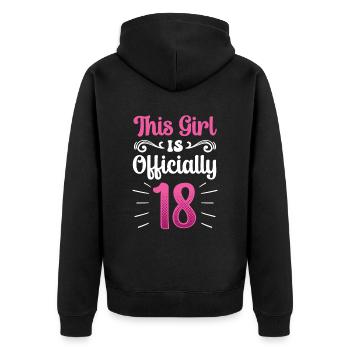 Cette fille a officiellement 18 dix-huit ans fête - Veste à capuche bio Premium Unisexe - noir - Dos - Nico (187cm)