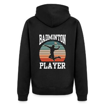 Joueur de badminton Joueur de badminton - Veste à capuche bio Premium Unisexe - noir - Dos - Nico (187cm)