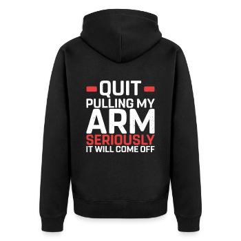 Amputation - Unisex Premium Bio Zip Hoodie - Schwarz - Hinten - Nico (187cm)