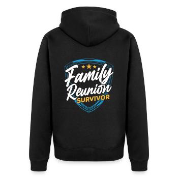 Überlebender Eines Familientreffens Team Familie - Unisex Premium Bio Zip Hoodie - Schwarz - Hinten - Nico (187cm)
