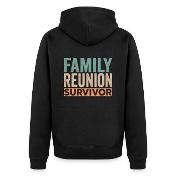 Überlebender Eines Familientreffens Team Familie - Unisex Premium Bio Zip Hoodie - Schwarz - Hinten - Nico (187cm)