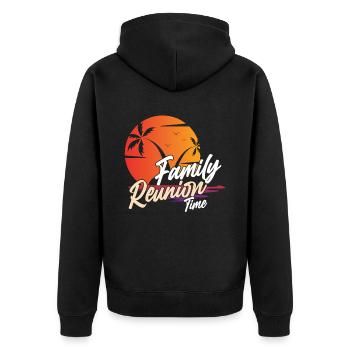 Familientreffen Team Familie Süß - Unisex Premium Bio Zip Hoodie - Schwarz - Hinten - Nico (187cm)