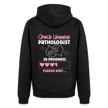 Speech Therapist Therapy Assistant - Unisex Premium Organic Zip Hoodie - black - Back - Nico (187cm)