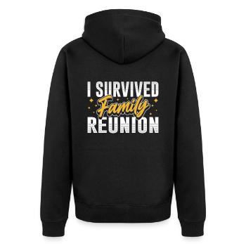 Ich Habe Ein Familientreffen Überlebt Familie Team - Unisex Premium Bio Zip Hoodie - Schwarz - Hinten - Nico (187cm)