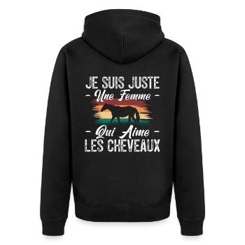 femme Chevallier - amoureuse des chevaux - Cheval. - Veste à capuche bio Premium Unisexe - noir - Dos - Nico (187cm)