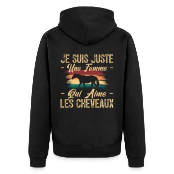 femme Chevallier - amoureuse des chevaux - Cheval. - Veste à capuche bio Premium Unisexe - noir - Dos - Nico (187cm)