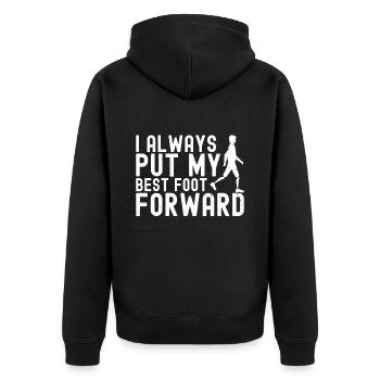Amputation - Unisex Premium Bio Zip Hoodie - Schwarz - Hinten - Nico (187cm)