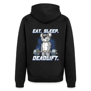 Koala Bodybuilding Fitness Gym Deadlift - Unisex Premium Bio Zip Hoodie - Schwarz - Hinten - Nico (187cm)