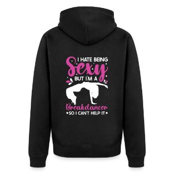Break Dancing - Unisex Premium Organic Zip Hoodie - black - Back - Nico (187cm)
