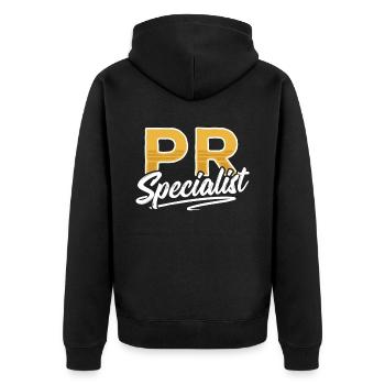 PR Spezialist Beruf Public Relations Job - Unisex Premium Bio Zip Hoodie - Schwarz - Hinten - Nico (187cm)