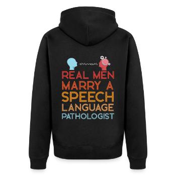 Speech Therapist Therapy Assistant - Unisex Premium Bio Zip Hoodie - Schwarz - Hinten - Nico (187cm)