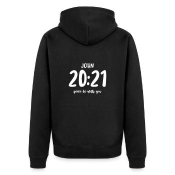 Bibel Bibelvers Christliche Sprüche Jesus Geschenk - Unisex Premium Bio Zip Hoodie - Schwarz - Hinten - Nico (187cm)