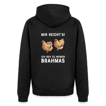 Brahma Hühner I Chicken Geflügel Motiv für - Unisex Premium Bio Zip Hoodie - Schwarz - Hinten - Nico (187cm)
