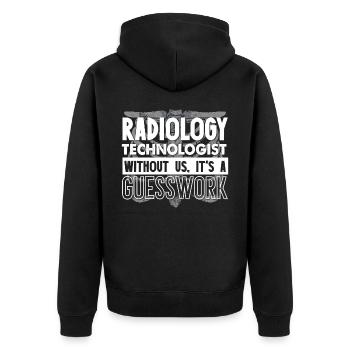 Radiologie, Radiologe - Unisex Premium Bio Zip Hoodie - Schwarz - Hinten - Nico (187cm)