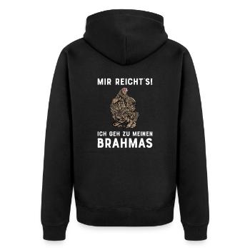Brahma Hühner I Chicken Geflügel Motiv für - Unisex Premium Bio Zip Hoodie - Schwarz - Hinten - Nico (187cm)