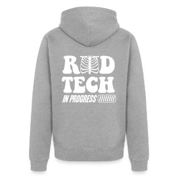 Radiologie, Radiologe - Unisex Premium Bio Zip Hoodie - Grau meliert - Hinten - Nico (187cm)