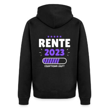 Rente 2023 - Der Countdown läuft! Das lustige - Unisex Premium Bio Zip Hoodie - Schwarz - Hinten - Nico (187cm)