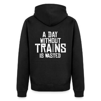 Railway, locomotive - Unisex Premium Organic Zip Hoodie - black - Back - Nico (187cm)