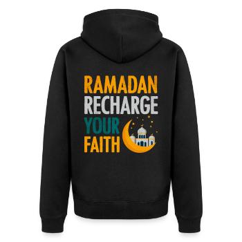 Célébration du Ramadan, fête musulmane - Veste à capuche bio Premium Unisexe - noir - Dos - Nico (187cm)