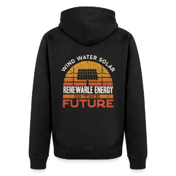 Énergie solaire, Énergie renouvelable - Veste à capuche bio Premium Unisexe - noir - Dos - Nico (187cm)