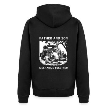 Father and Son Mechanics Together - Unisex Premium Organic Zip Hoodie - black - Back - Nico (187cm)