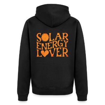 Solarenergie, Erneuerbare Energie - Unisex Premium Bio Zip Hoodie - Schwarz - Hinten - Nico (187cm)
