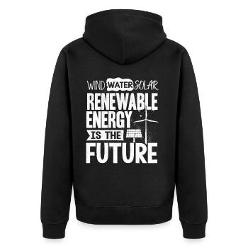 Énergie solaire, Énergie renouvelable - Veste à capuche bio Premium Unisexe - noir - Dos - Nico (187cm)