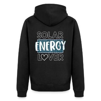 Énergie solaire, Énergie renouvelable - Veste à capuche bio Premium Unisexe - noir - Dos - Nico (187cm)