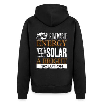 Énergie solaire, Énergie renouvelable - Veste à capuche bio Premium Unisexe - noir - Dos - Nico (187cm)