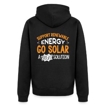 Solarenergie, Erneuerbare Energie - Unisex Premium Bio Zip Hoodie - Schwarz - Hinten - Nico (187cm)