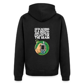 Geocaching is a mental and physical escape - Unisex Premium Organic Zip Hoodie - black - Back - Nico (187cm)